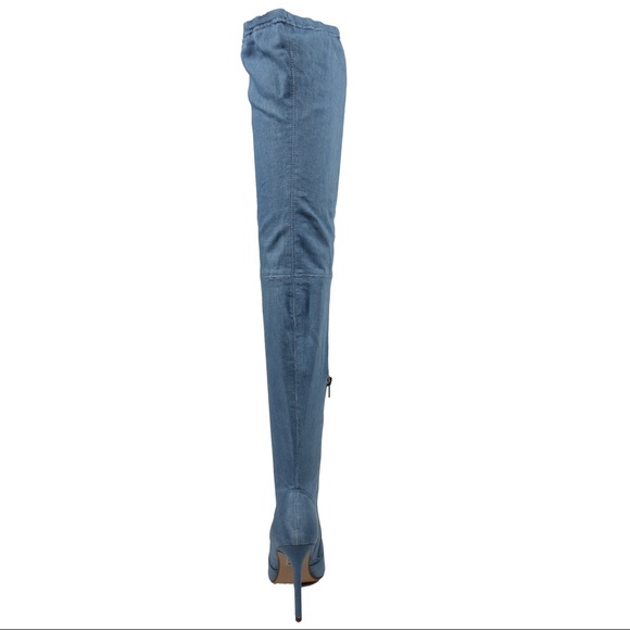 Light blue denim ripped jean over the knee boot - Picture 3 of 6